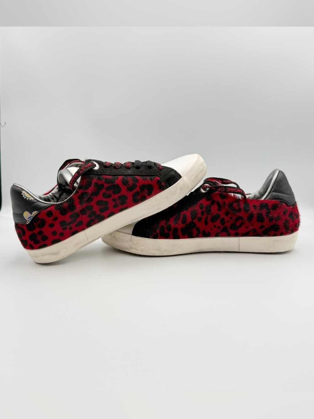 Zadig & Voltaire Women's Red and Black Leopard Print Low-Top Sneakers - Picture 4 of 8